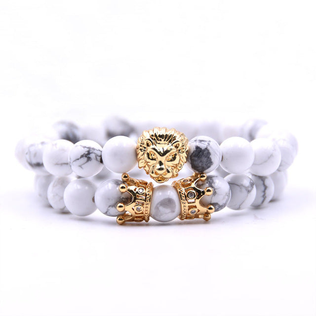 King Lion Bracelet -  Crown Charm Bracelet