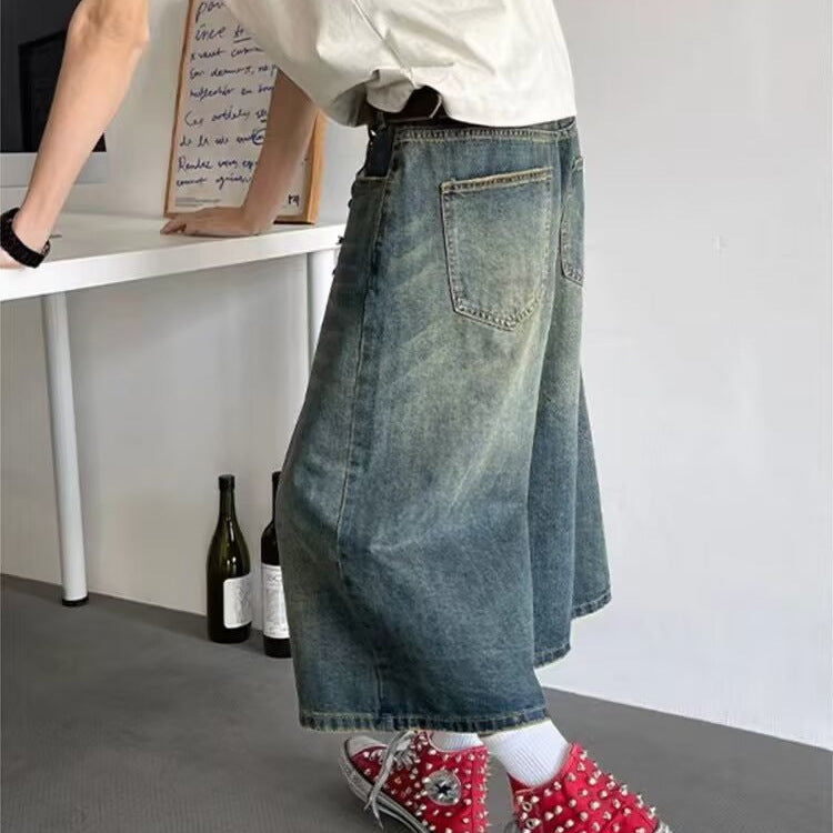 Loose Fit White Denim Casual Pants