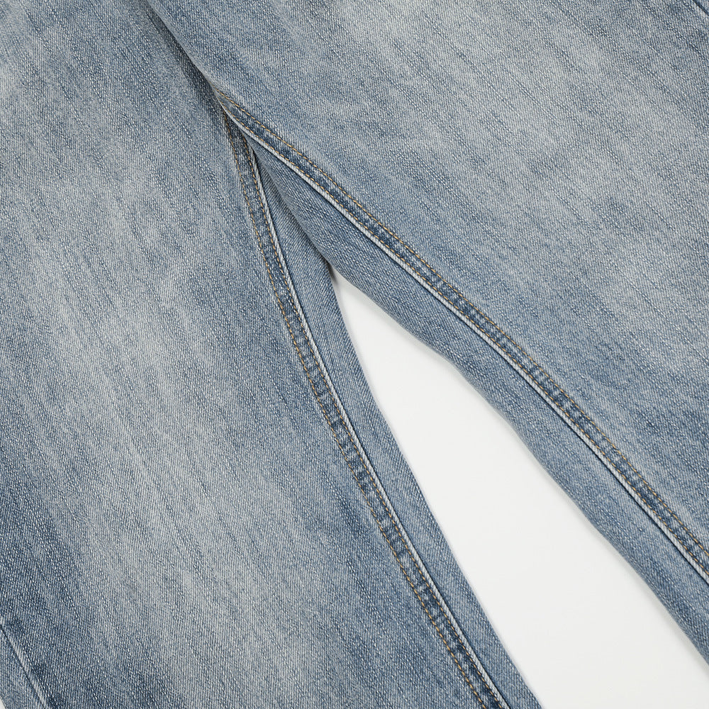 Washed Denim Loose Fit Long Pants With Print — Casual Street Style