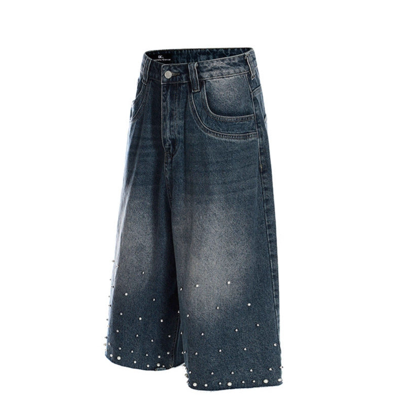 Premium Nail Bead Seven Quarter Jeans - Japanese Denim
