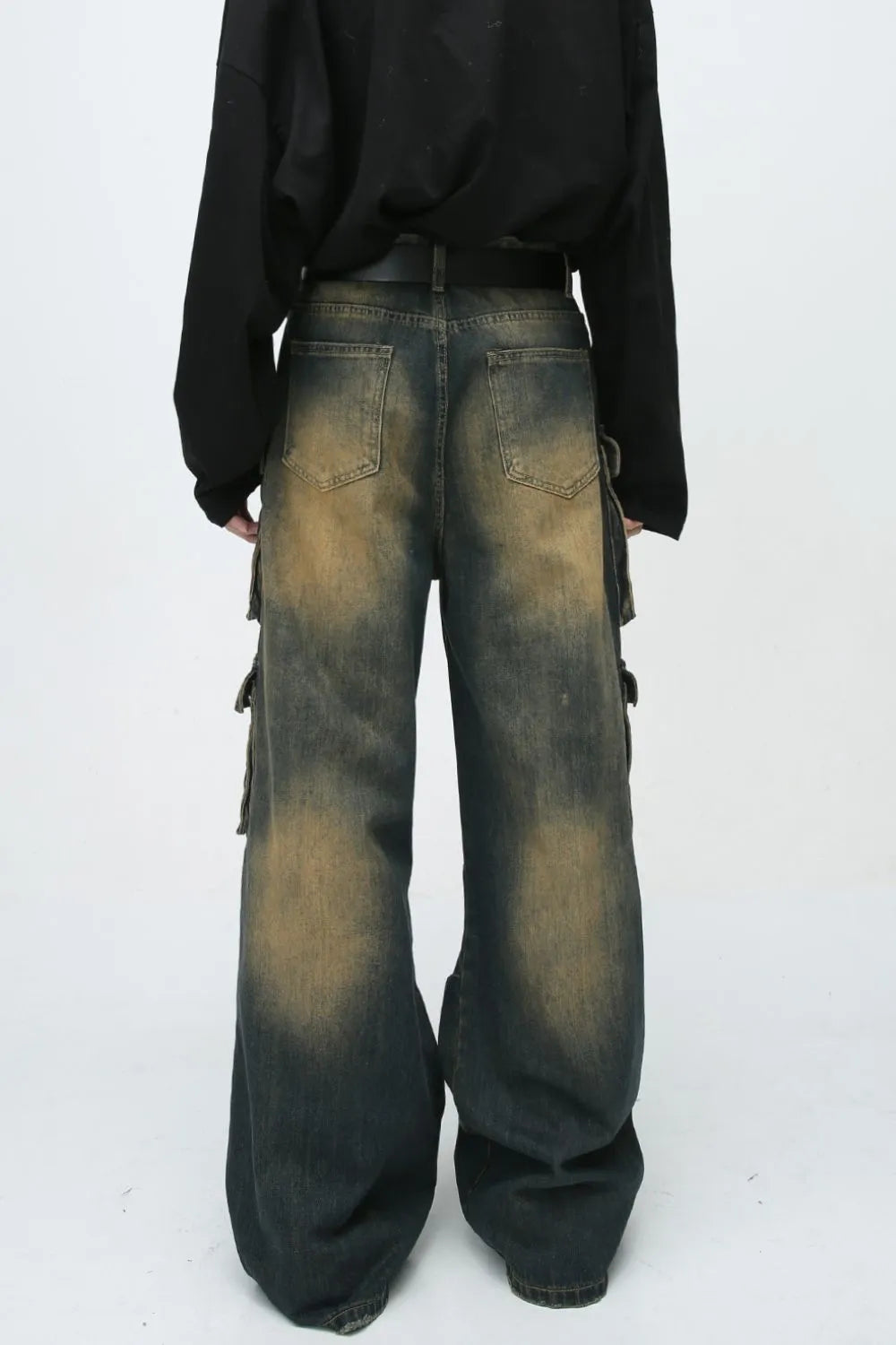 High Waist Jeans with Cargo Pockets - Premium Japanese Denim