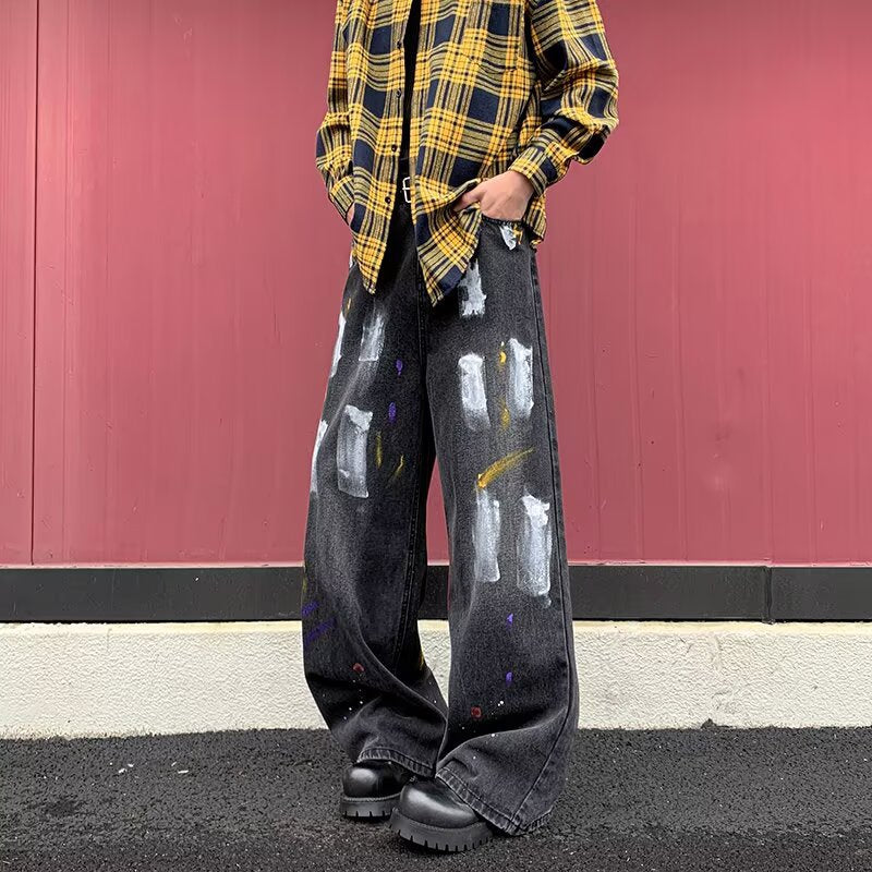 Graffiti Print Casual Straight Tube Jeans