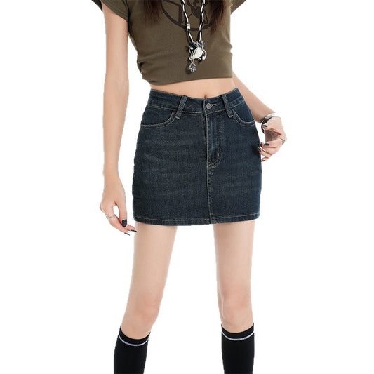 High Waist Slimming Denim Mini Skirt for Women