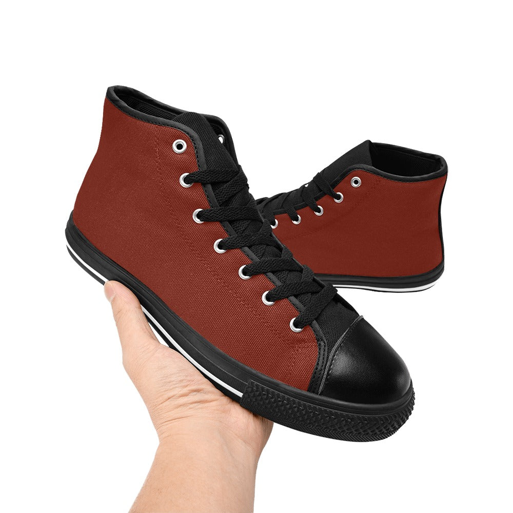 High Top Canvas Men's Shoes - Dark Red