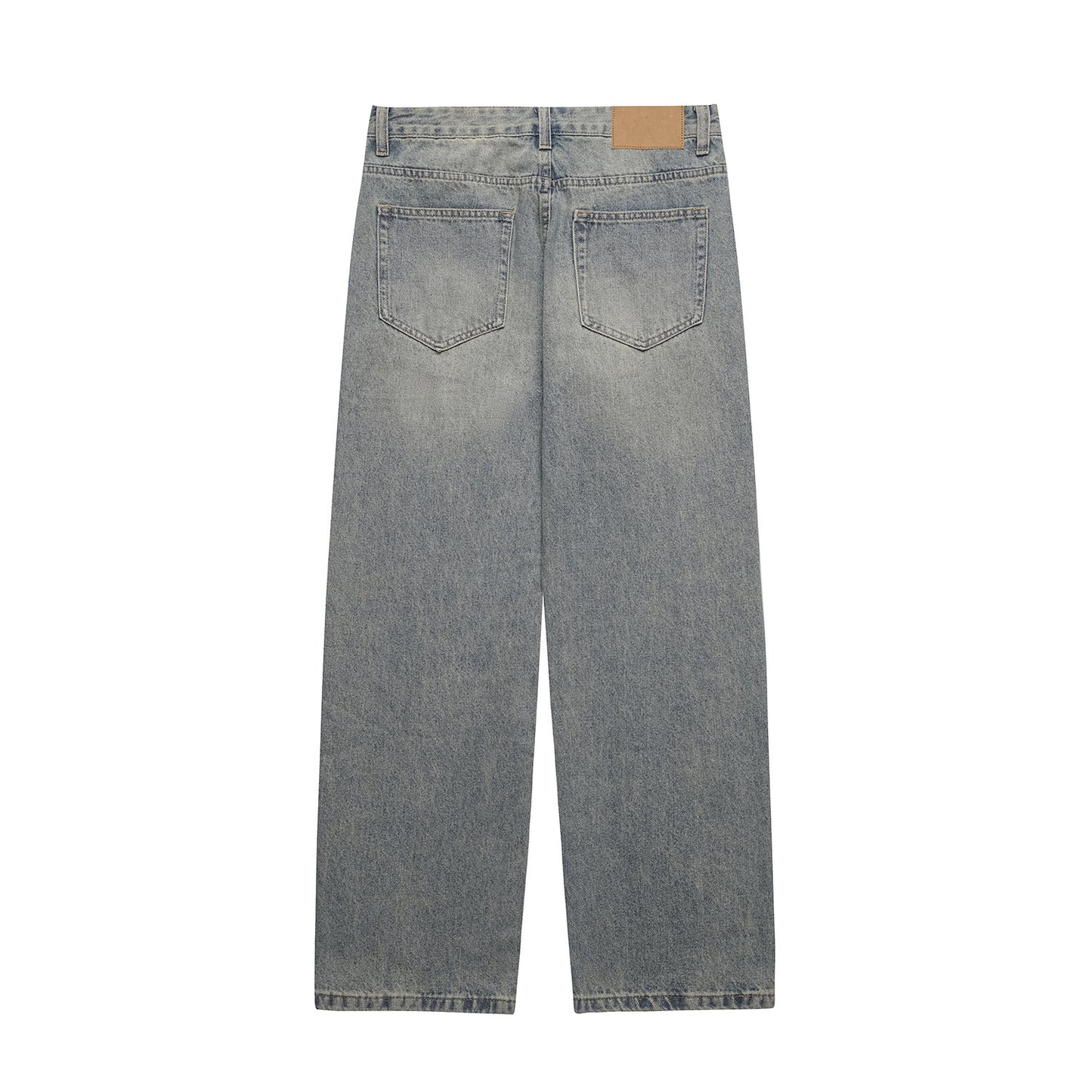Distressed Cat-Whisker Relaxed Straight Leg Wide Leg Jeans Pants