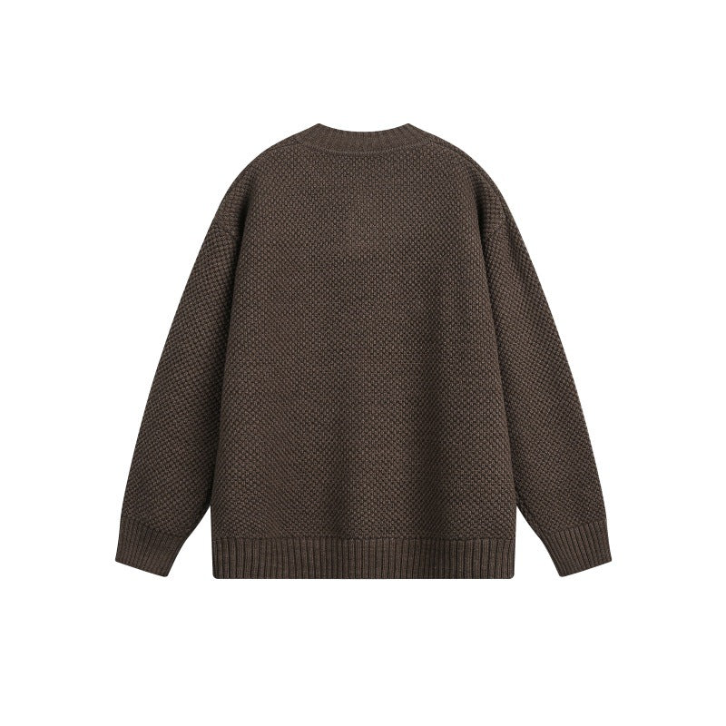 Long Sleeve Knit Sweater Unisex Japanese Retro Minimalist Loose Knitwear