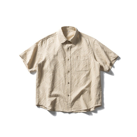 Dark Pattern Jacquard Texture Patch Pocket Loose Shirt