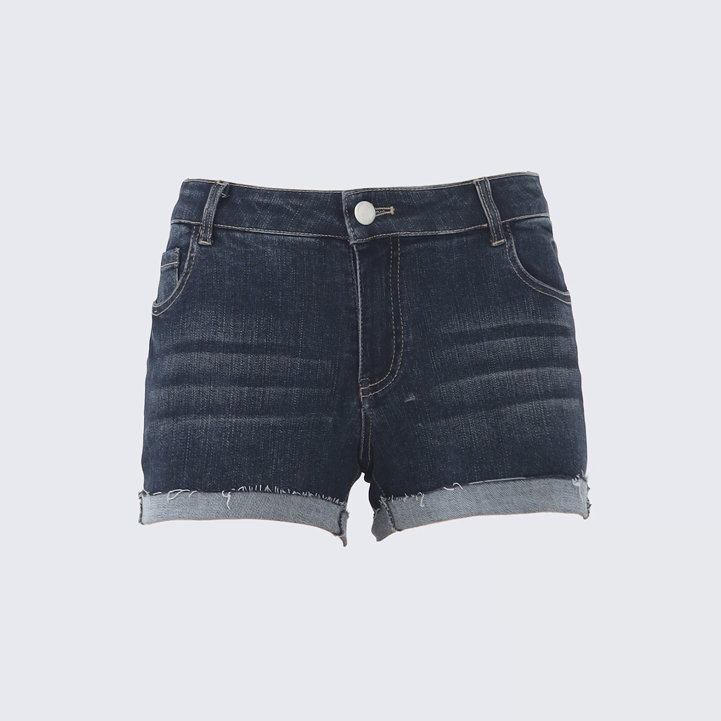 Women's Low Waist Cuffed Elastic Denim Shorts for Summer