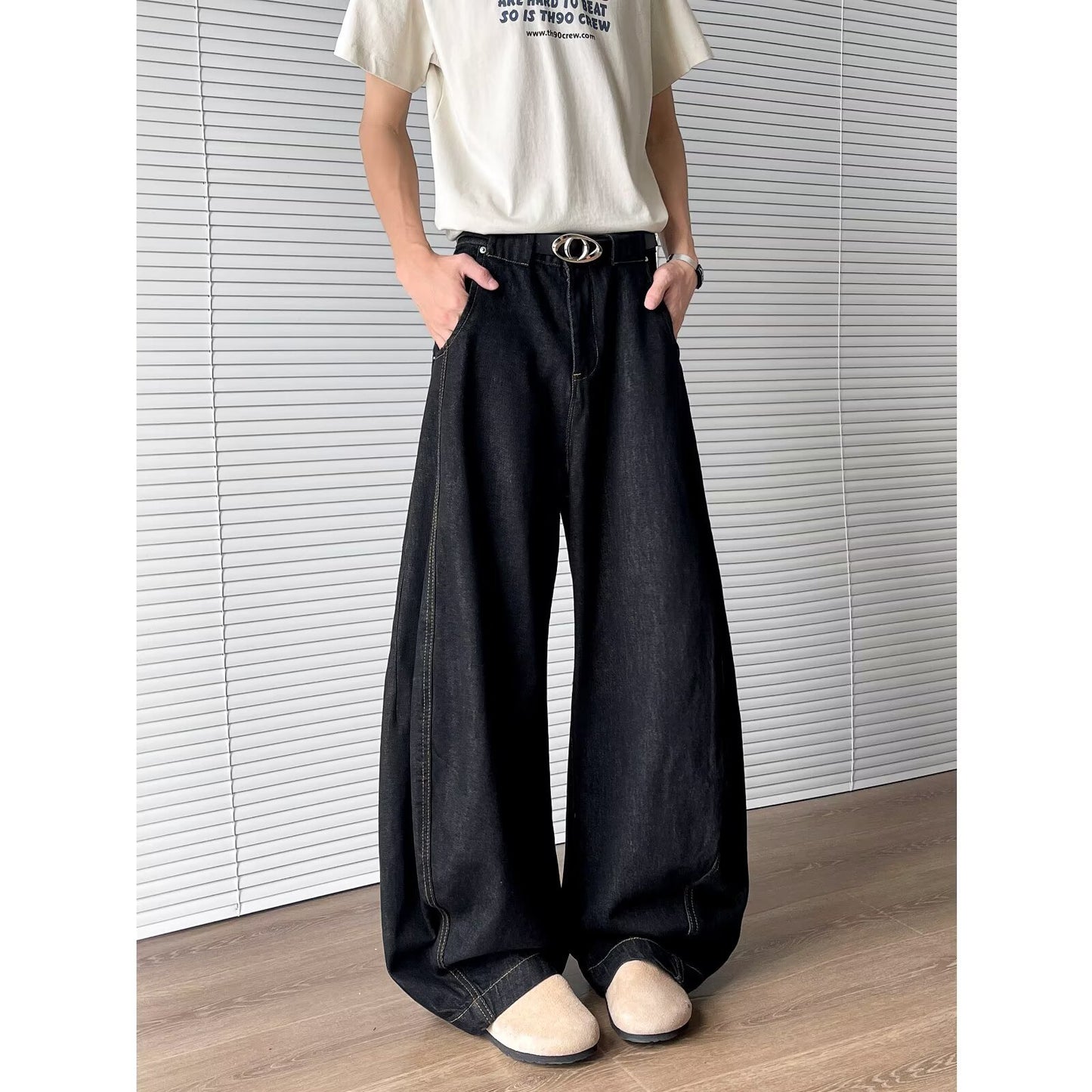 Versatile Loose Straight Leg Denim Wide Leg Pants