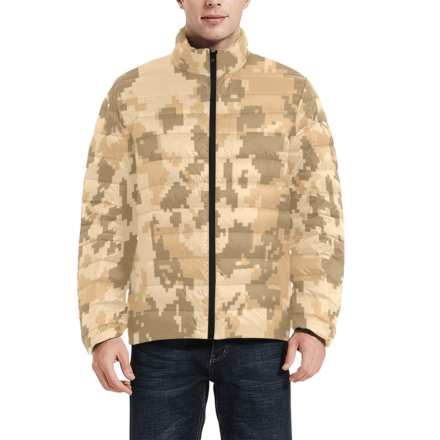 Digital Desert Camo Men's Puffer Bomber Jacket