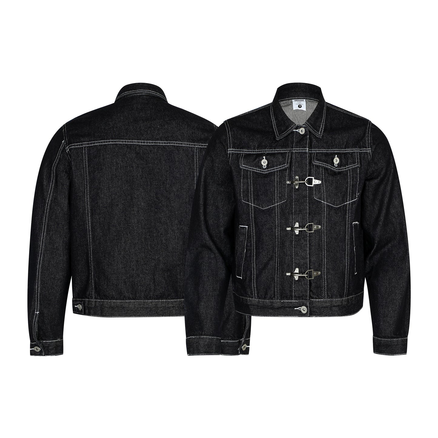 High-End Washed Raw Denim Men's Short Wide Fit Jacket with Metal Buttons