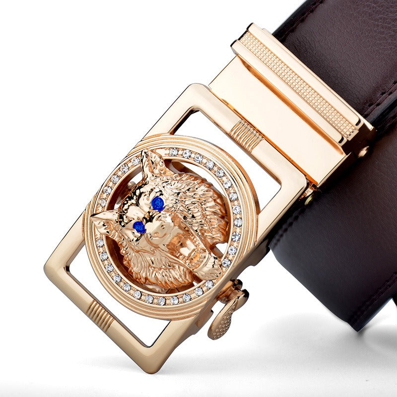 Wolf Head Men's Leather Versatile Casual Belt