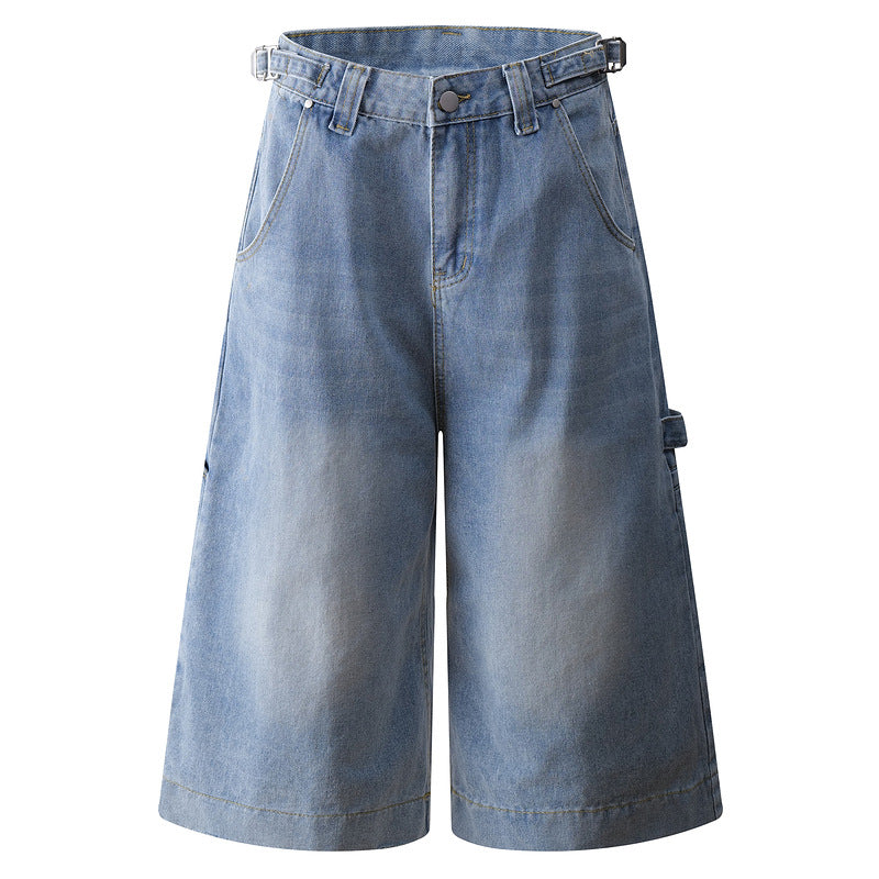 Denim Capri Pants for Men and Women - Summer Loose Wide-Leg Trousers