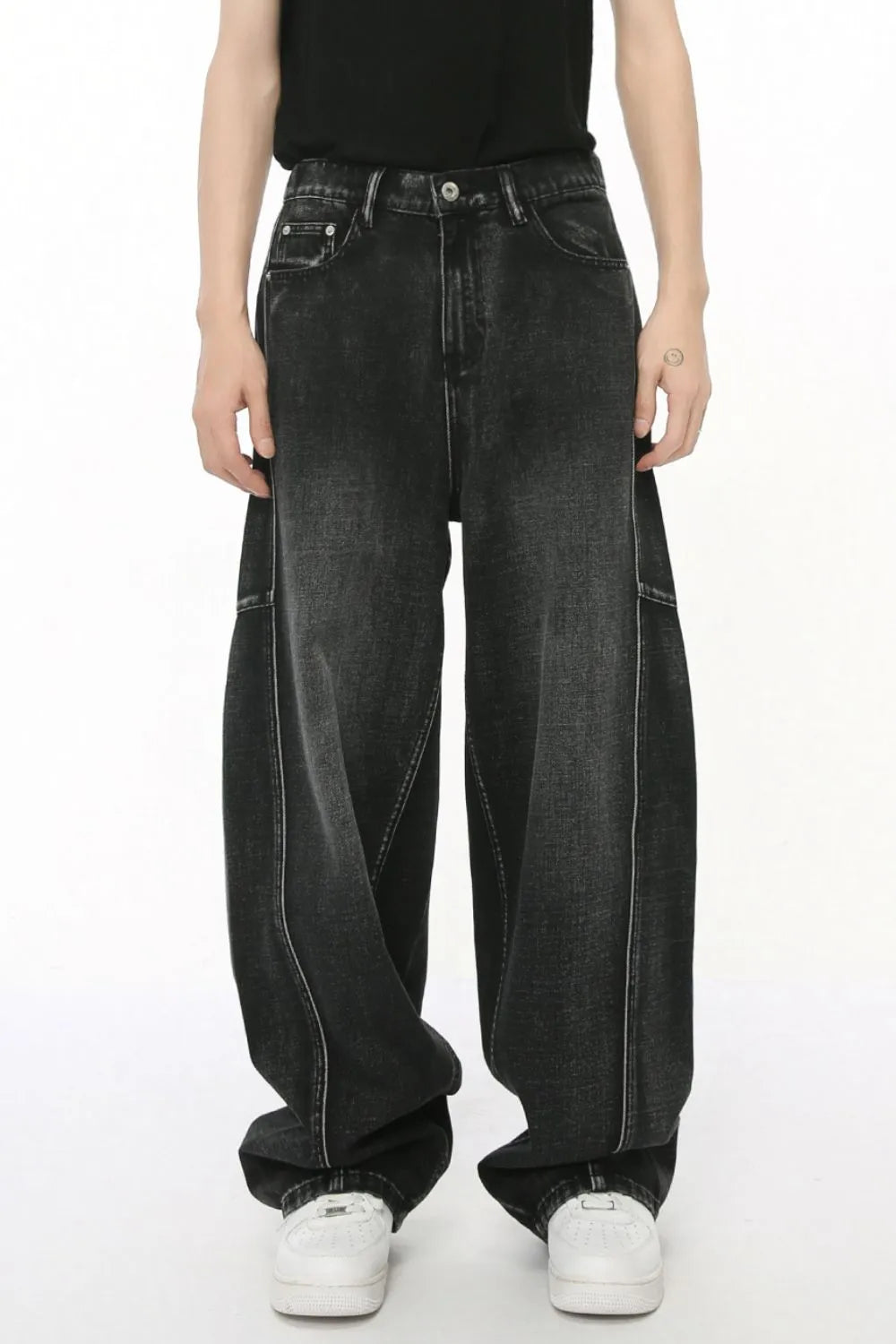 Premium Panelled Straight Leg Jeans - Japanese Denim