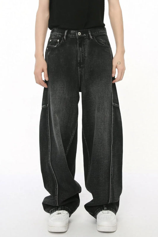 Premium Panelled Straight Leg Jeans - Japanese Denim