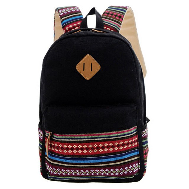 Canvas Backpack Durable School Bag With Metal Accents