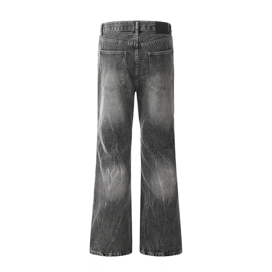 Men's Vintage Heavy-Washed Straight Leg Denim Pants