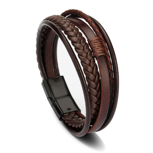Jewelry Leather Rope Hand Woven Bracelet Men