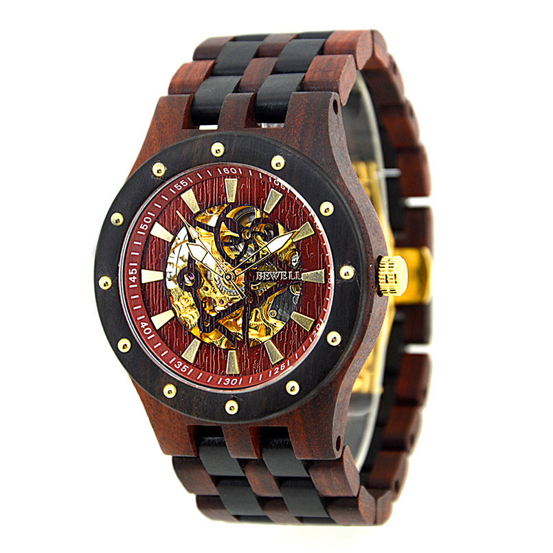 Wood Watch Luxury Automatic Hollow Mechanical Watch for Men - Vintage Business Style