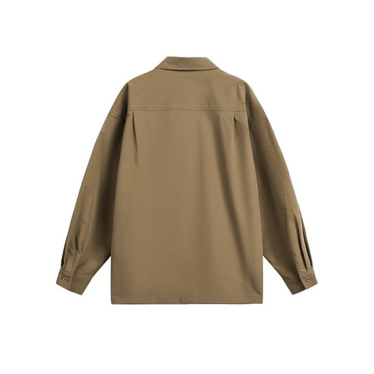 Multi-functional Color-blocked Webbing Loop Loose Casual Work Shirt for Men