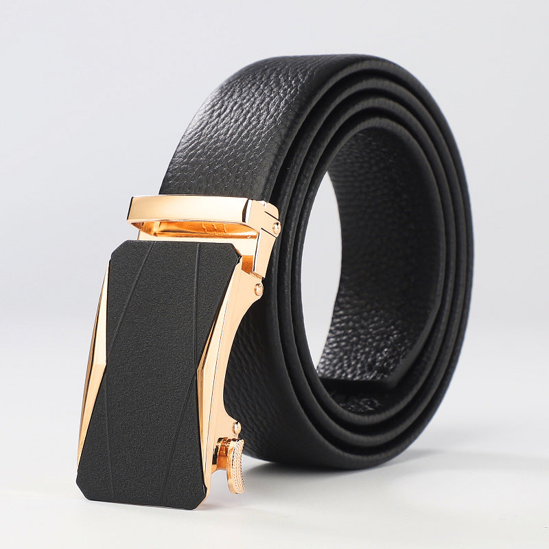 Men's High-End Automatic Buckle Business Belt - Cowhide Leather