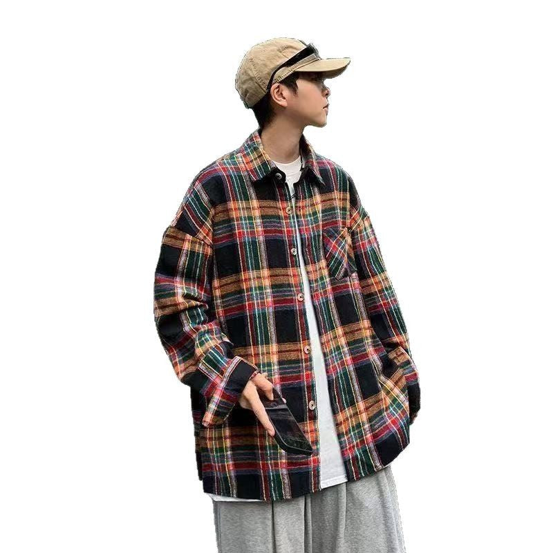 Retro Long Sleeved Shirt Jacket for Men