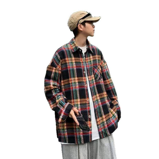 Retro Long Sleeved Shirt Jacket for Men