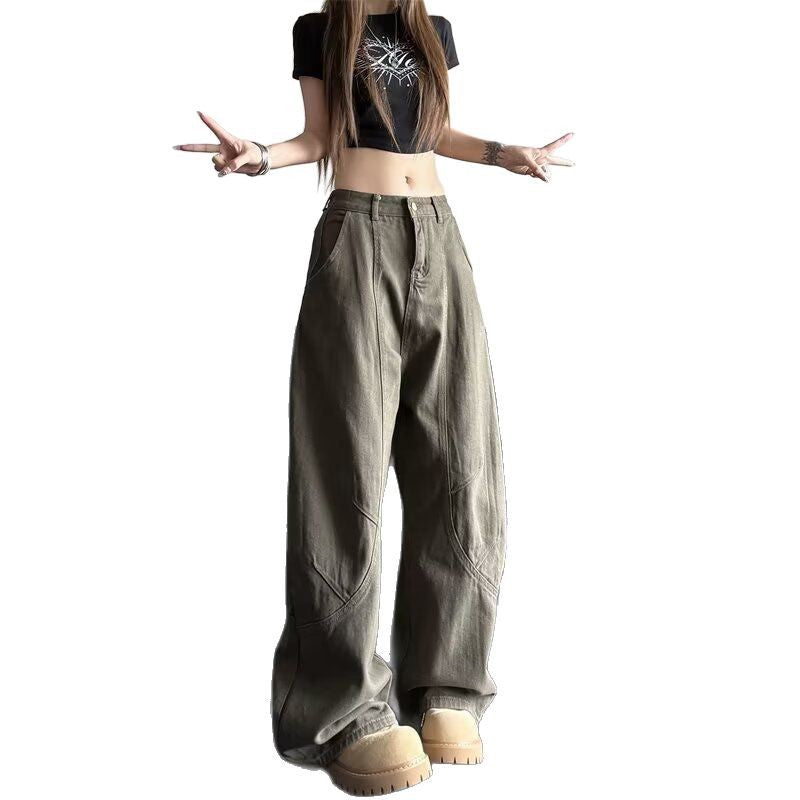 Retro Silhouette Design Curved Knife Jeans