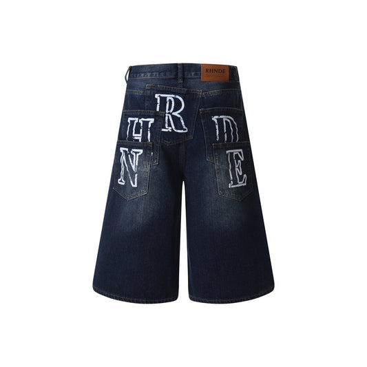 Denim Workwear Shorts — Casual Street Style with Pocket Details