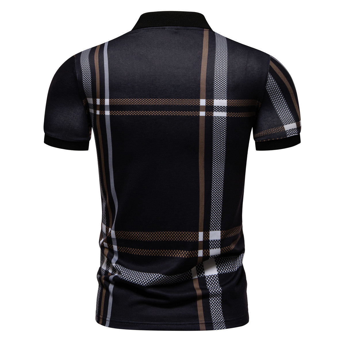 Geometric Pattern Printed Polo Shirt with Large Size Short Sleeves for Men