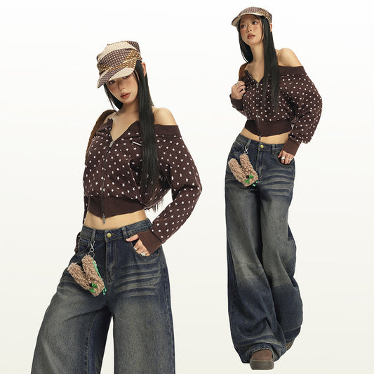 Women's Wasteland Washed Wide Leg Denim Trousers