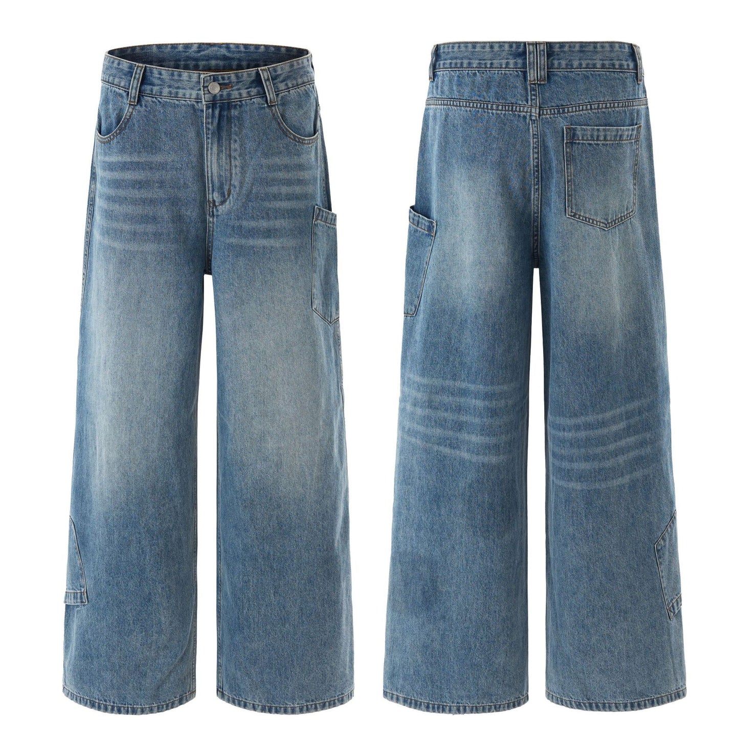 Retro Simple Washed Denim Long Pants
