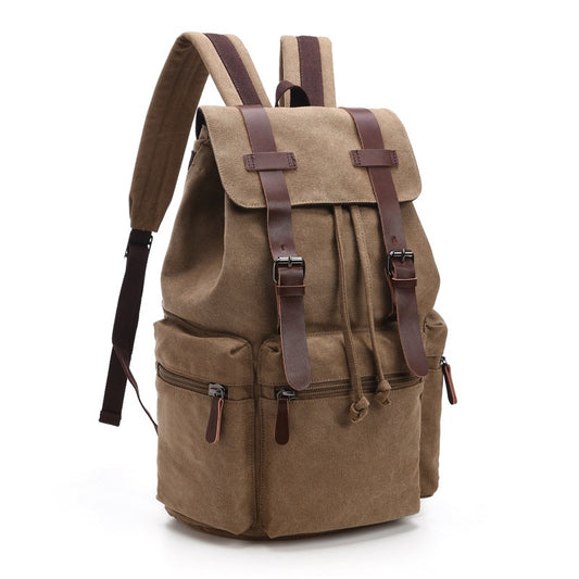 Durable Canvas Laptop Backpack Large Capacity Travel Bag