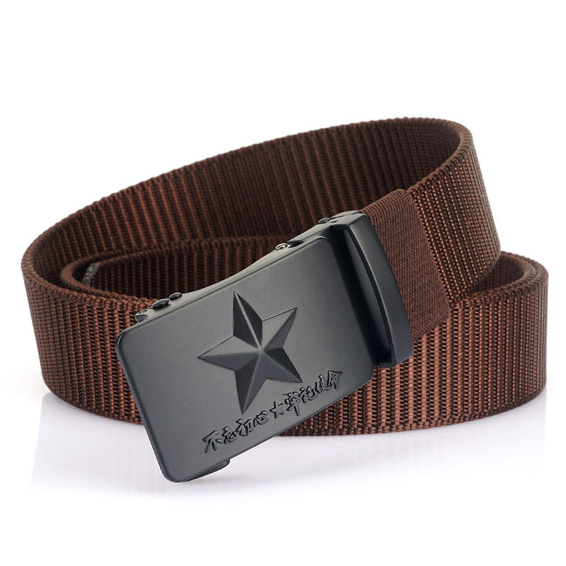 Men's Canvas Automatic Buckle Wide Belt