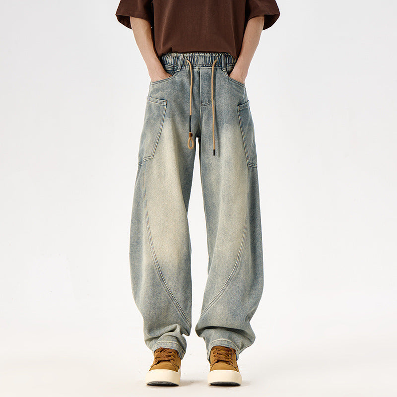 Retro Loose Straight Leg Wide Leg Long Pants for Casual Style