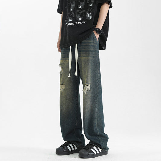 Men's Loose Straight Leg Pants - Nostalgic Green Denim