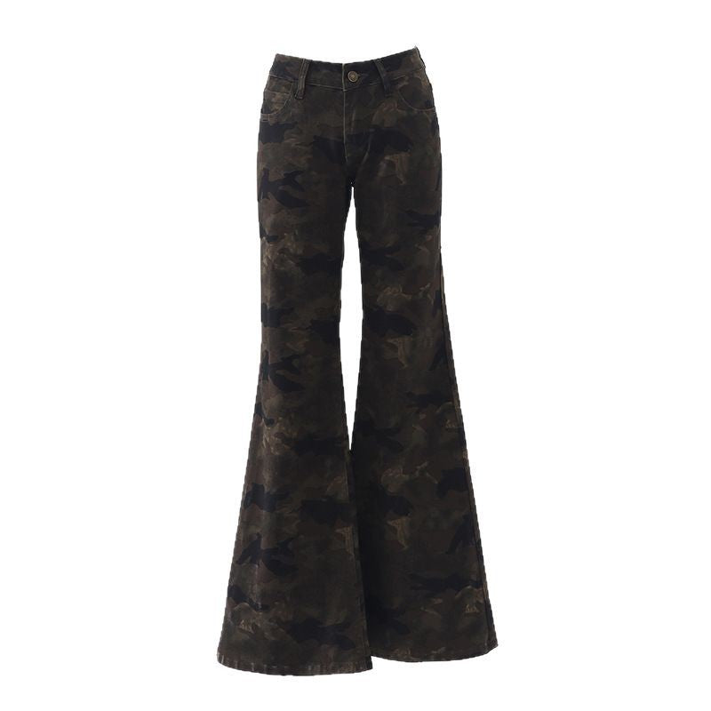 Women's Chic Punk Slimming Flare Jeans - Floor-Length Denim Pants