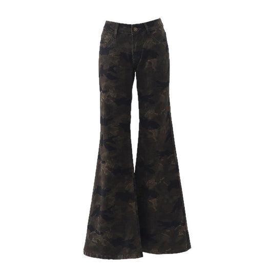 Women's Chic Punk Slimming Flare Jeans - Floor-Length Denim Pants