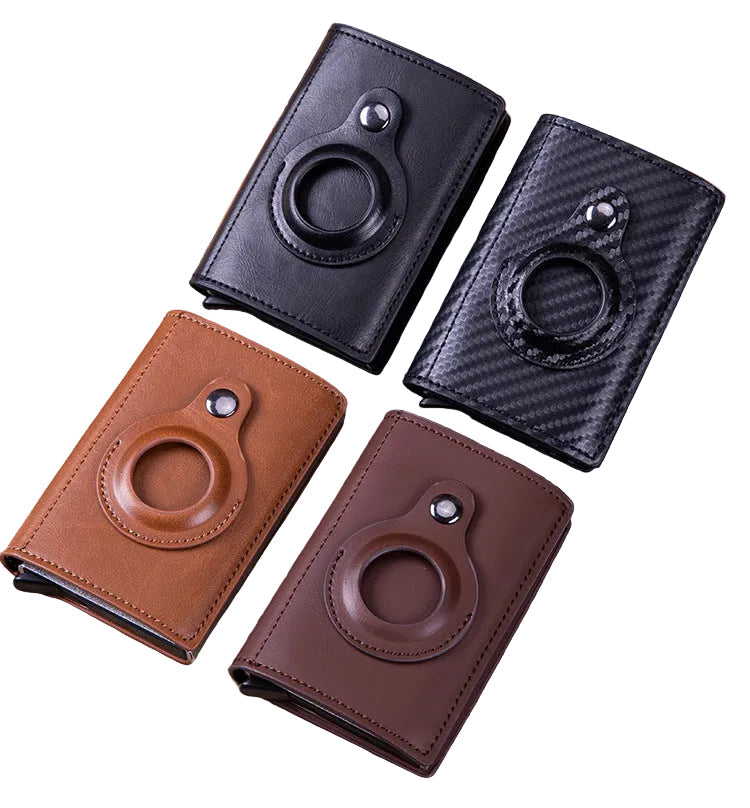 Airtag Location Tracker Leather Card Holder - Simple Business Multi-Function Wallet