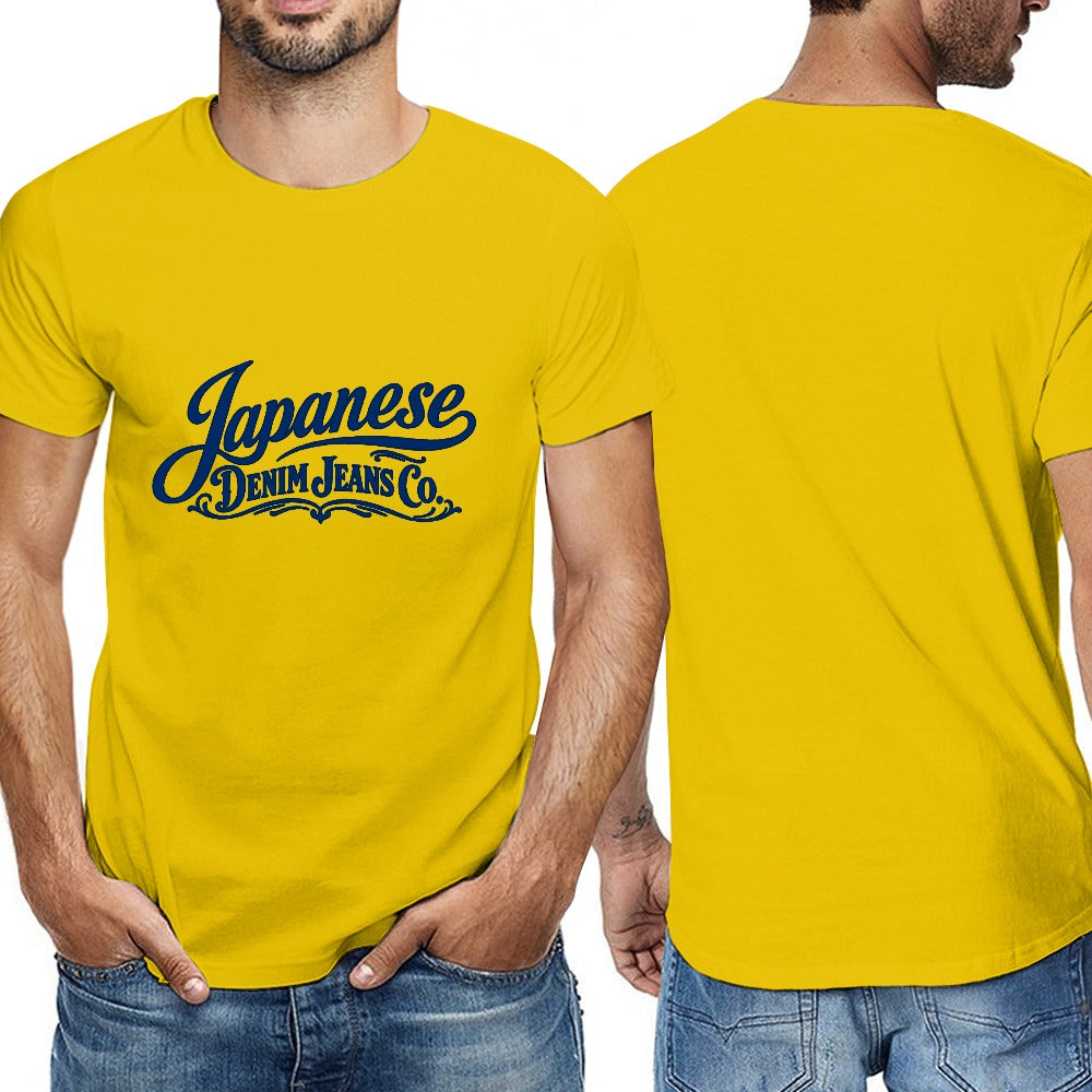 Japanese Denim Jeans Co. Men's Short Sleeve Cotton T-Shirt - Yellow