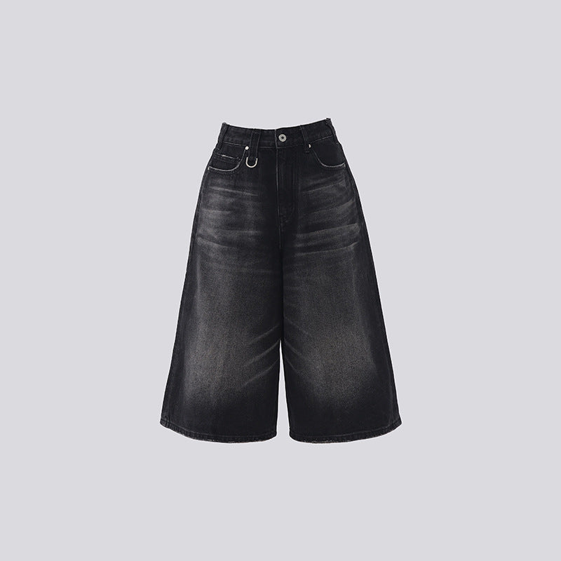 Women's Casual Loose Slimming Pear-Shaped Denim Mid-Length Trousers