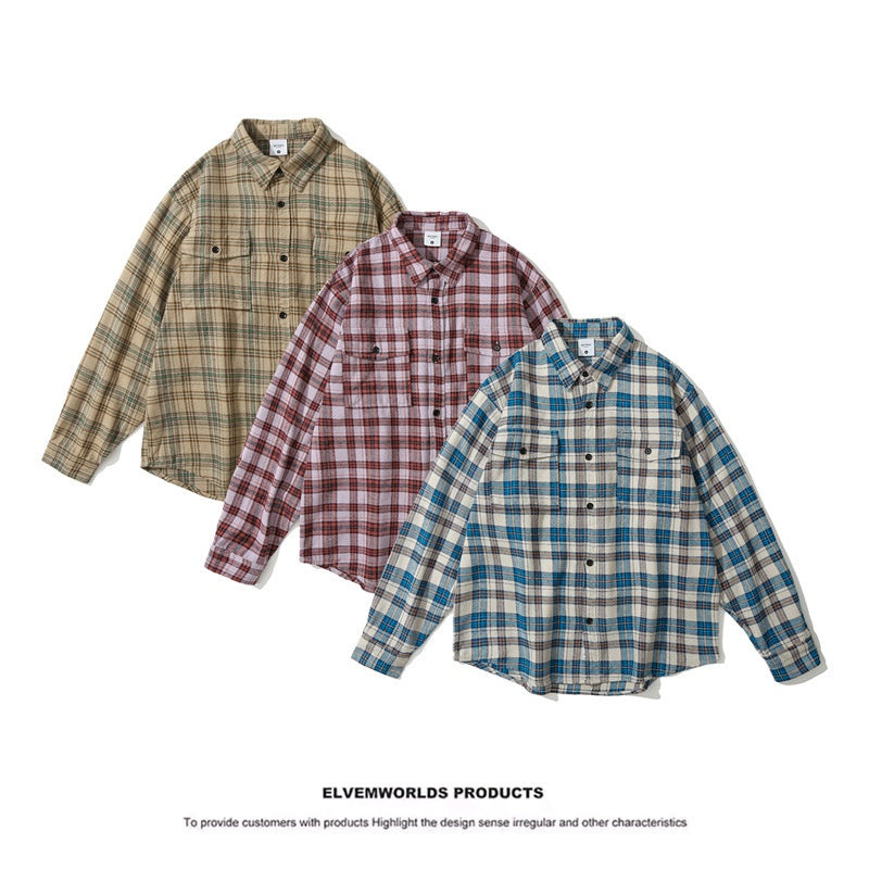Loose Wide Checkered Unisex Shirt for Men and Women