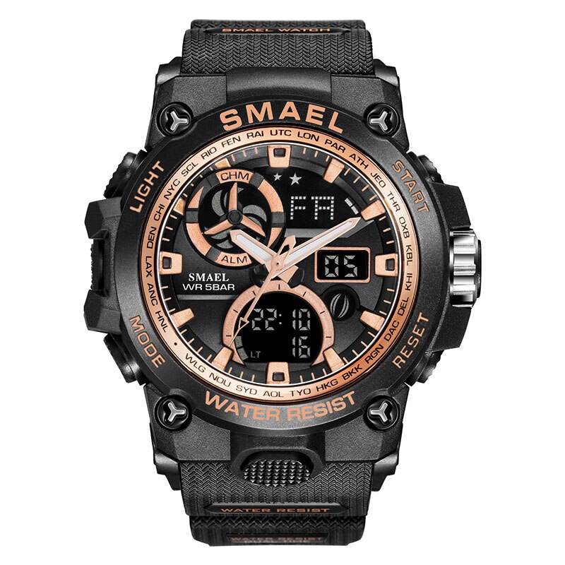 Men's Rugged Waterproof Sports Watch w/Dual Time