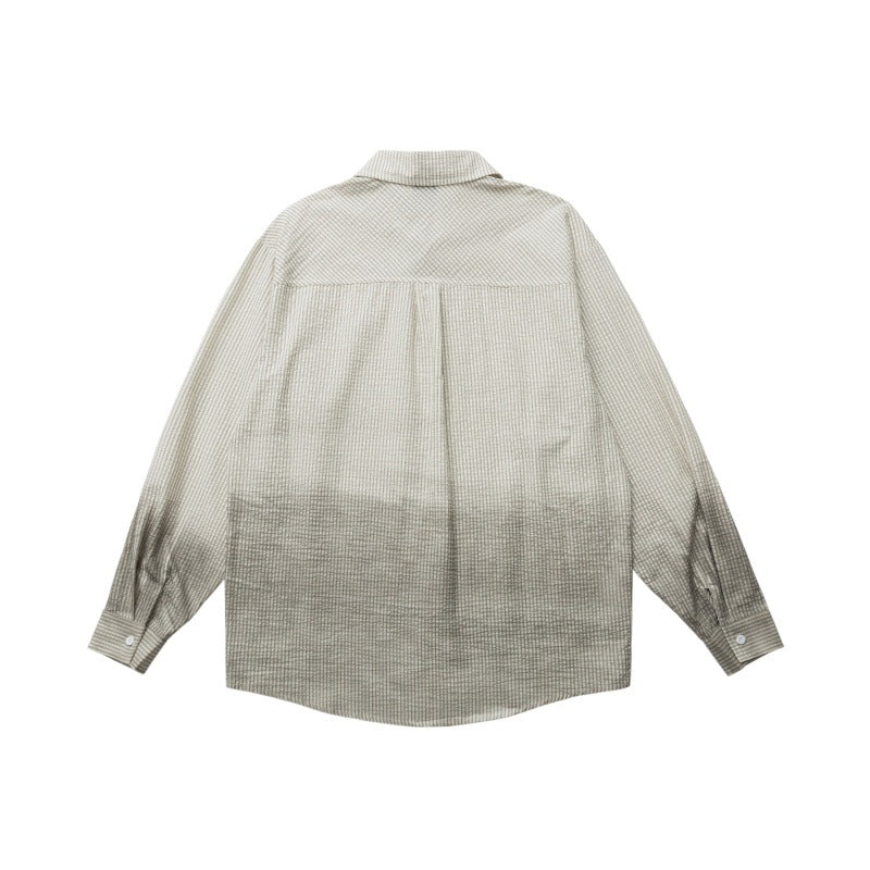 Gradient Washed Vintage Spray Striped Shirt