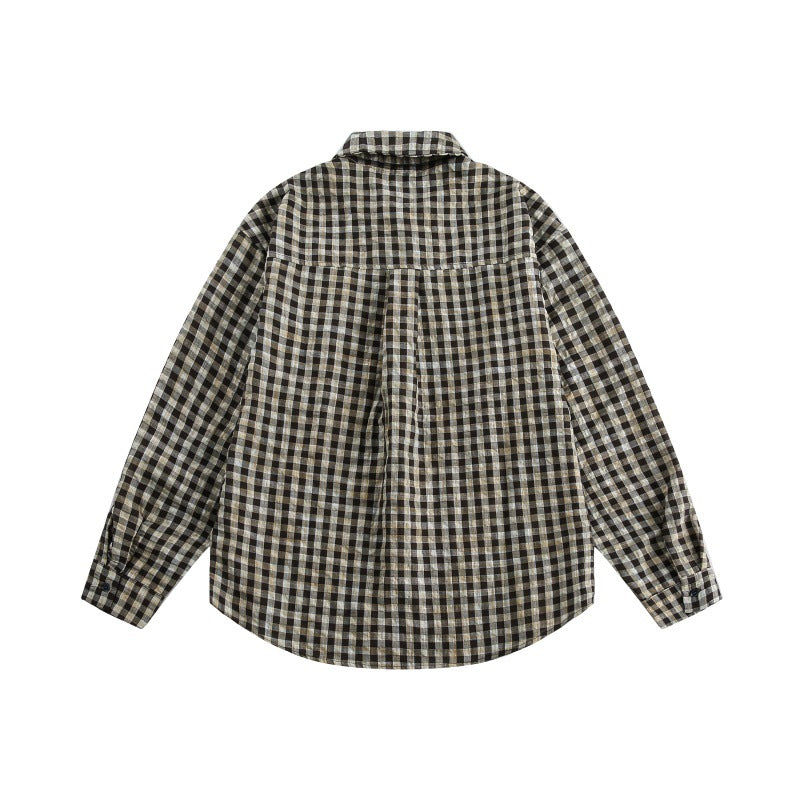 Bubble Gauze Checkered Long Sleeved Shirt