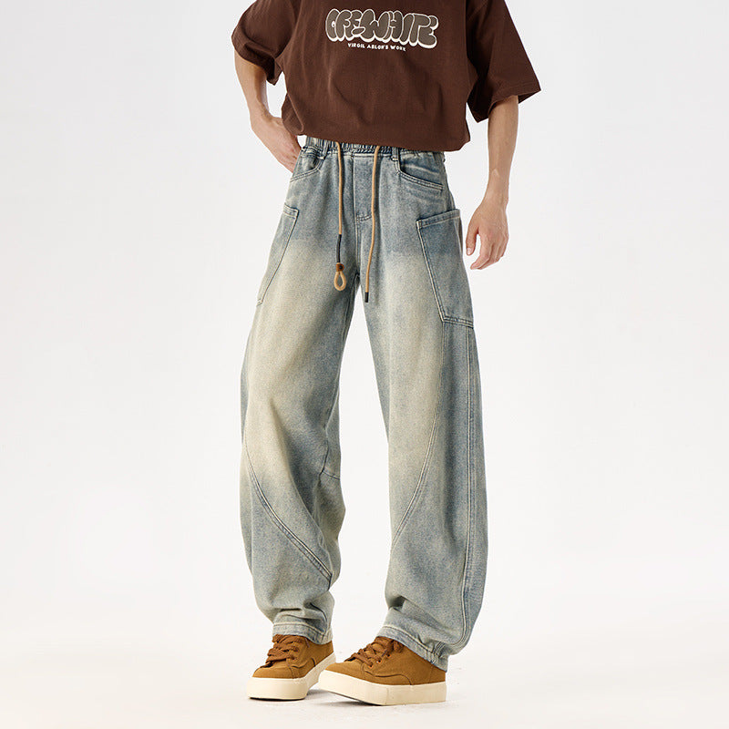 Retro Loose Straight Leg Wide Leg Long Pants for Casual Style