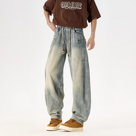 Retro Loose Straight Leg Wide Leg Long Pants for Casual Style