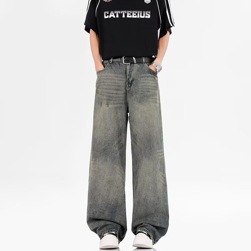 Vintage Washed Cat Whisker Jeans for Effortless Style