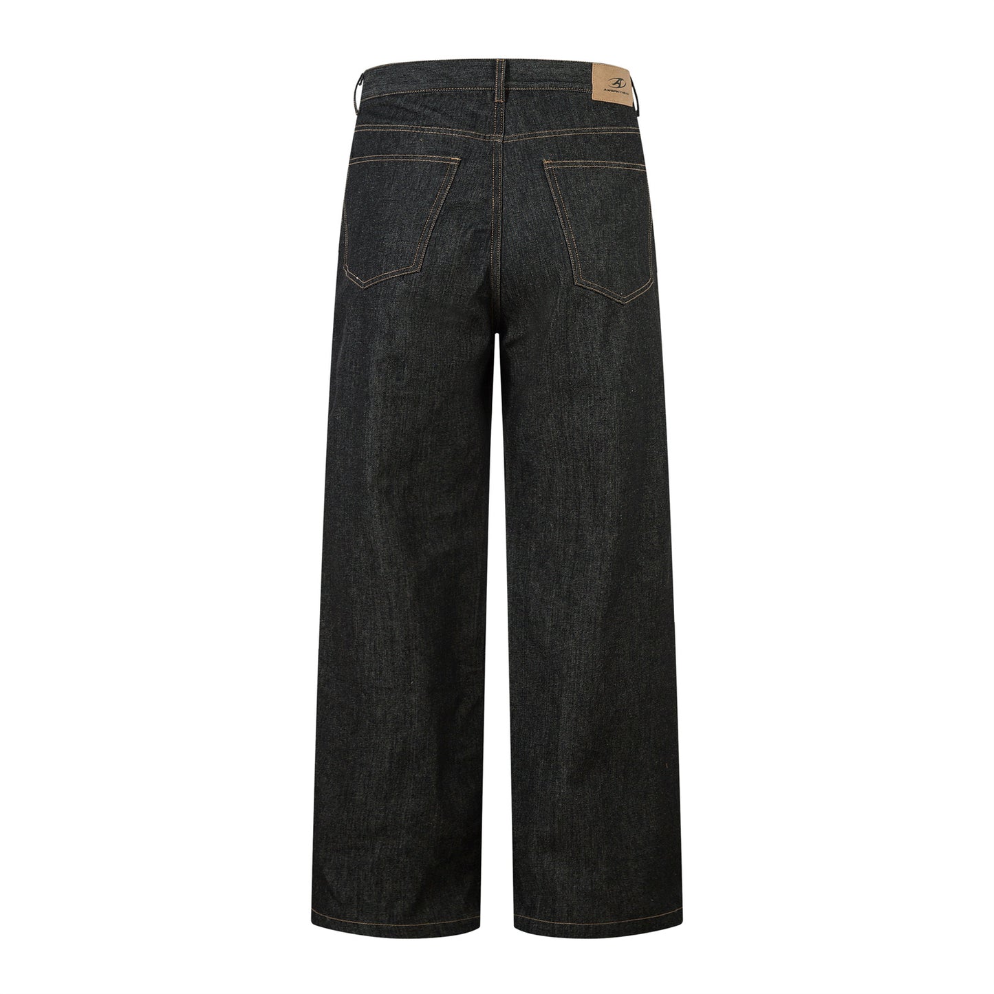 Men's Loose Fit Washed Denim Trousers with Multi-Button Design