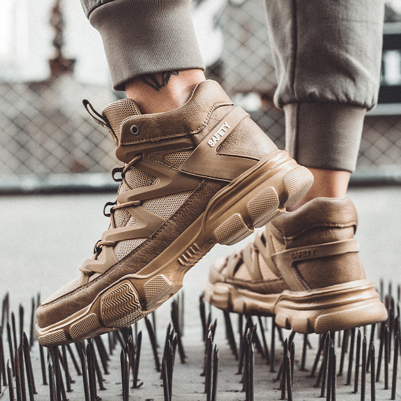 Men's Safety Work Boots - Coated Steel-Toed Protective Shoes